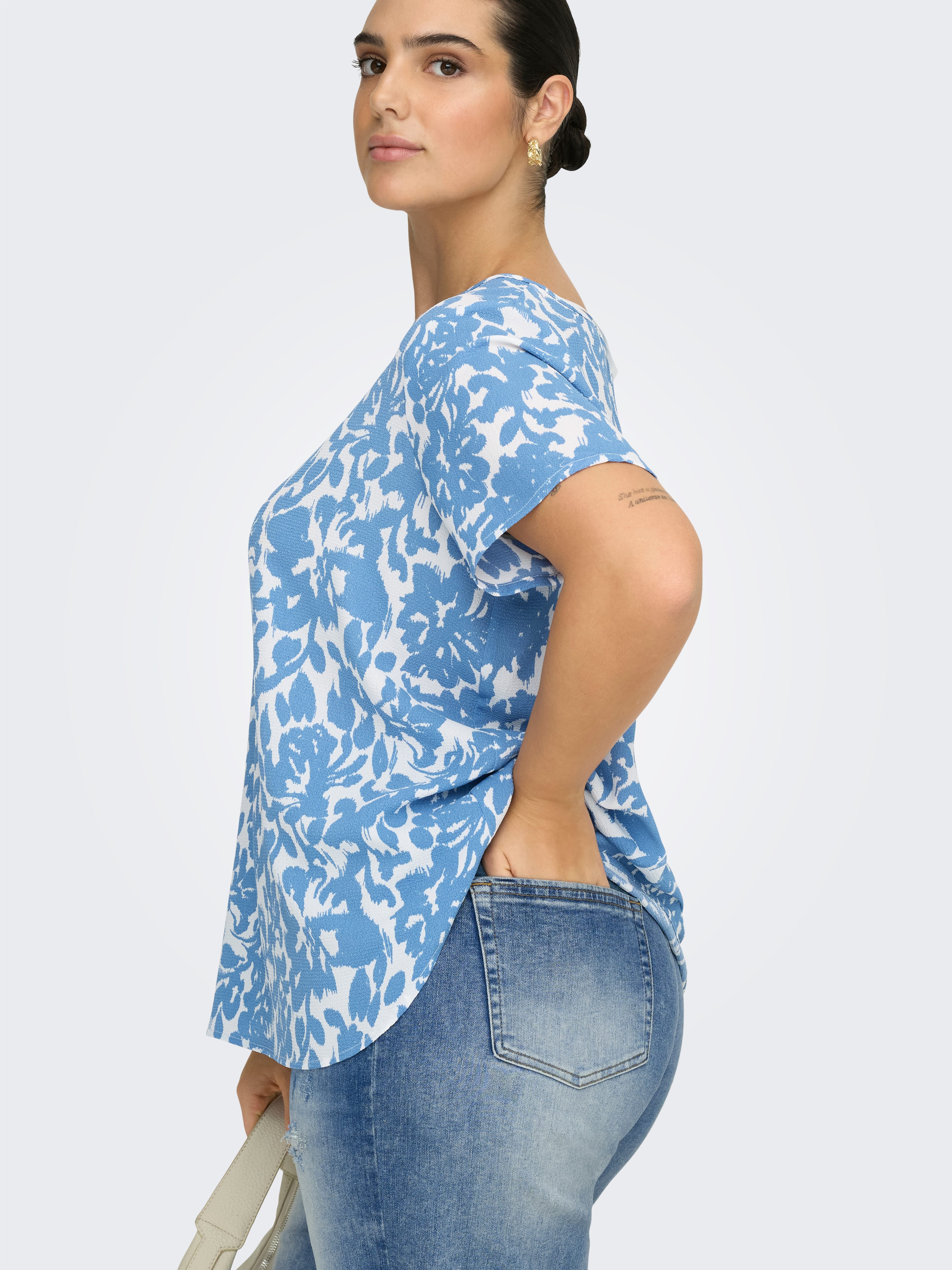 ONLY CARMAKOMA Shirtbluse CARVICA SS TOP WVN NOOS Materialmix, regular fit – Bild 3 von 5