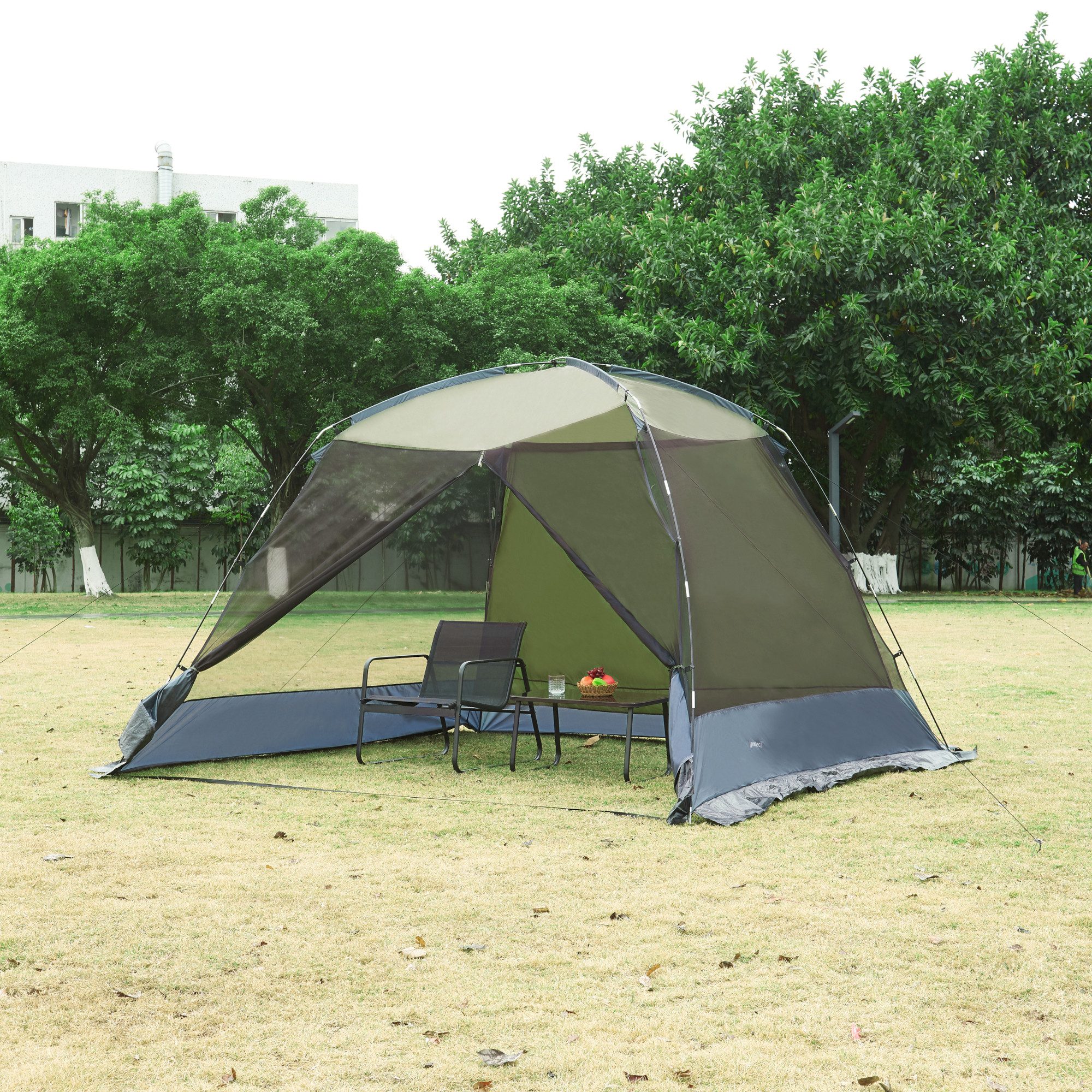 Thumbnail - pro.tec Pavillon, »Beekdaelen« Moskitonetz 3,05 x 3,05 x 2,13 m Grün/Grau