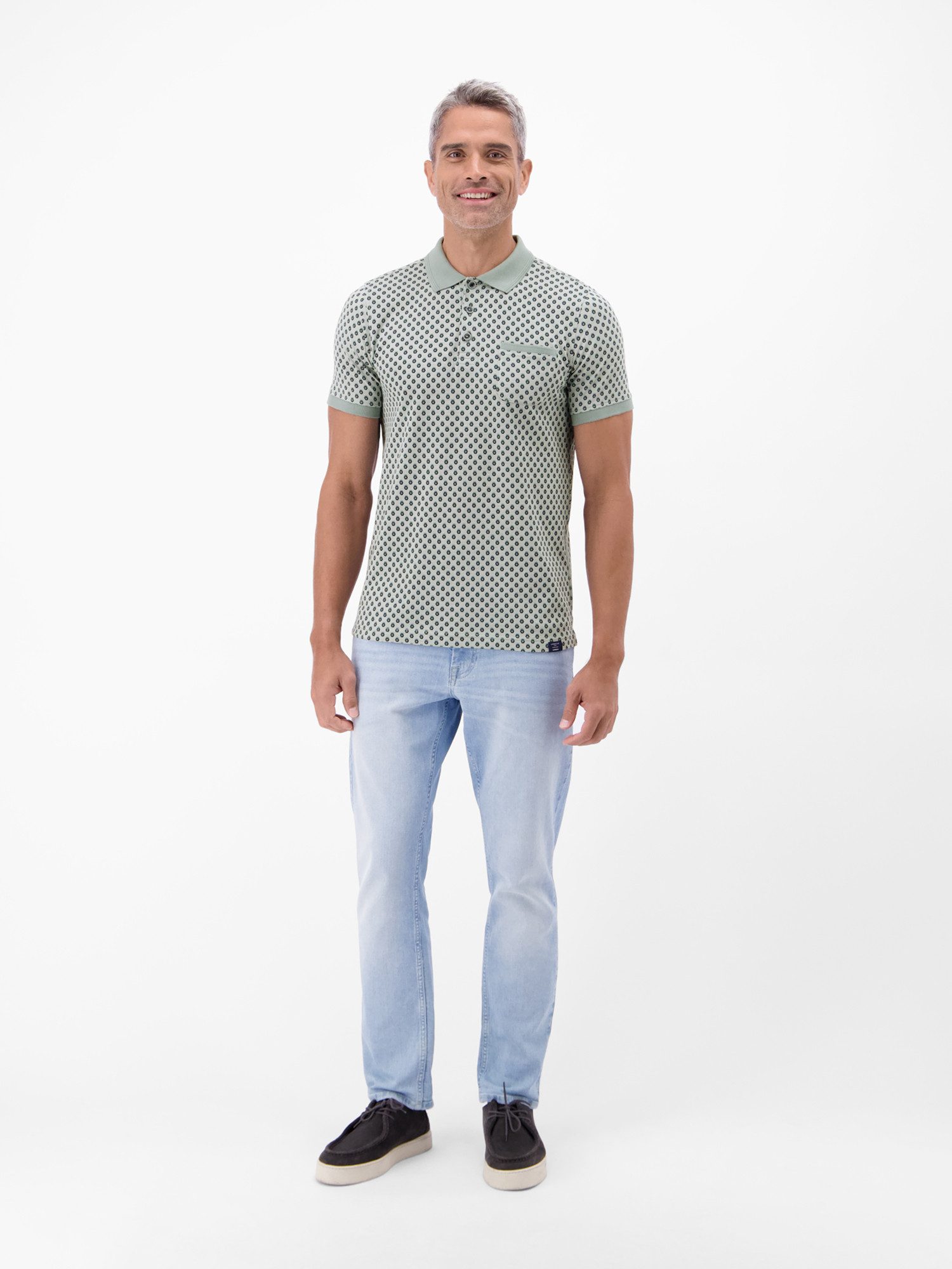 LERROS Poloshirt Poloshirt in 2-Tone-Optik und All-over-Print