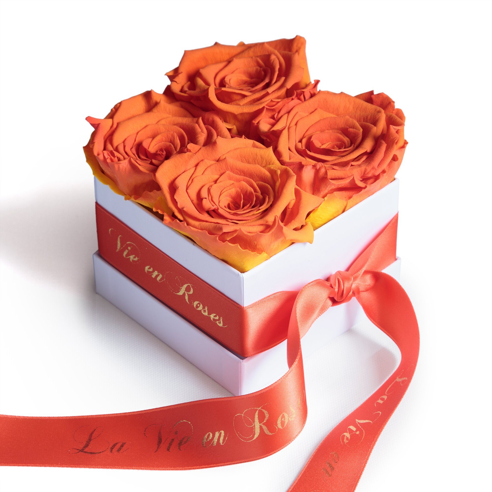 8.5 Infinity Valentinstag Frauen für Geschenk Heidelberg, cm, weiß orange Rosen Rosenbox Rose, SCHULZ für ROSEMARIE Kunstblume Damen zum Poesie Deko Höhe