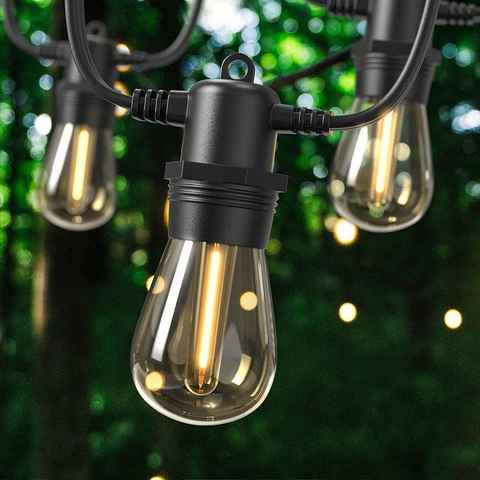 Elegear Lichterkette Außen S14 Glühbirnen Lichterkette, Outdoor Weihnachten Deko, 30-flammig, Retro für Balkon/Garten/Camping/Ostern