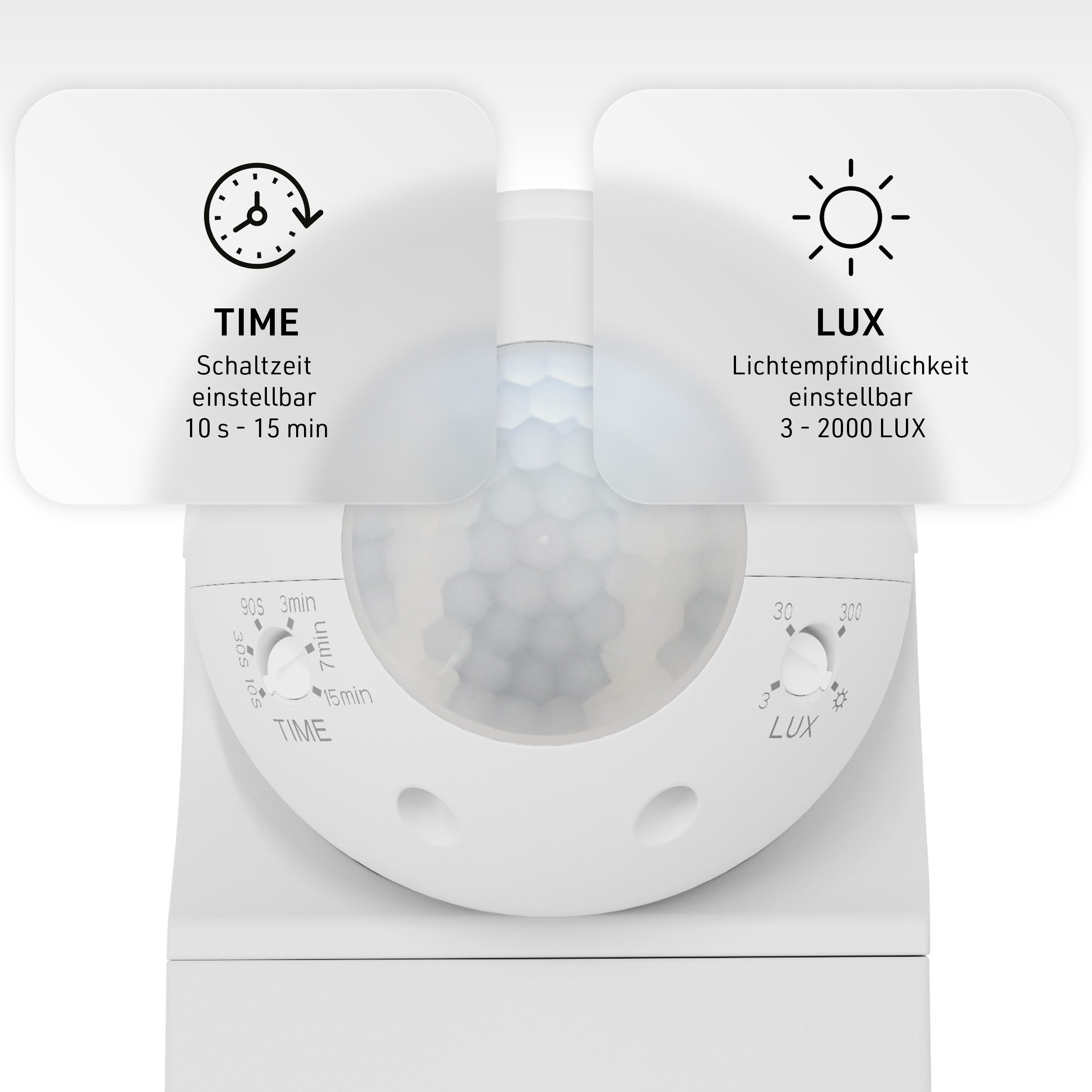 Oktaplex motion Bewegungsmelder Anja Bewegungsmelder PIR 180 Grad 12 m LED geeignet IP44, (1-St), Schwenkbarer Sensor Unterkriechschutz 360 Grad weiß
