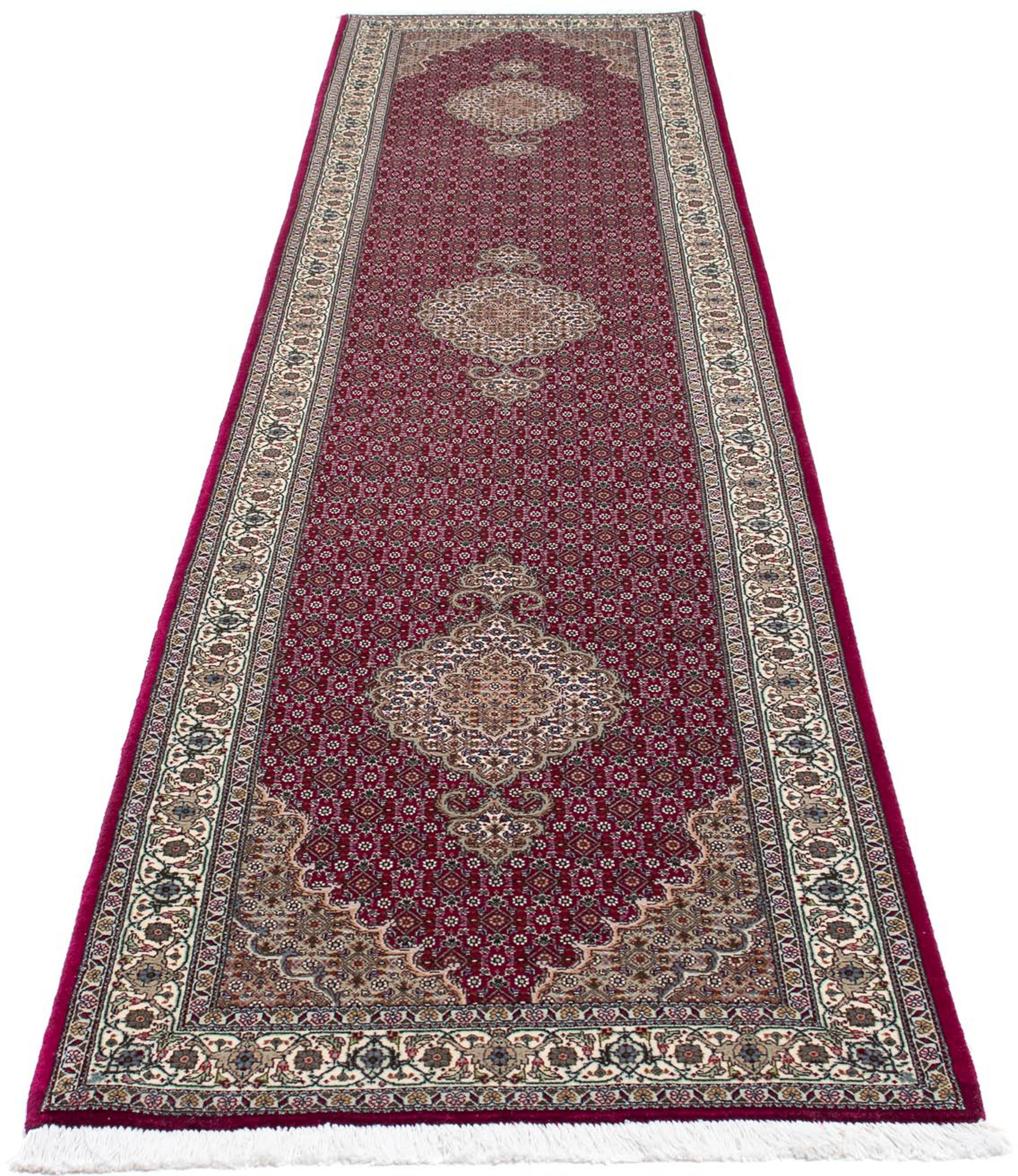 Orientteppich Perser - Täbriz - 343 x 81 cm - dunkelrot, morgenland, rechteckig, Höhe: 10 mm, Wohnzimmer, Handgeknüpft, Einzelstück mit Zertifikat