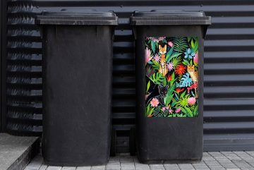 MuchoWow Wandsticker Dschungel - Tiere - Pflanzen (1 St), Mülleimer-aufkleber, Mülltonne, Sticker, Container, Abfalbehälter