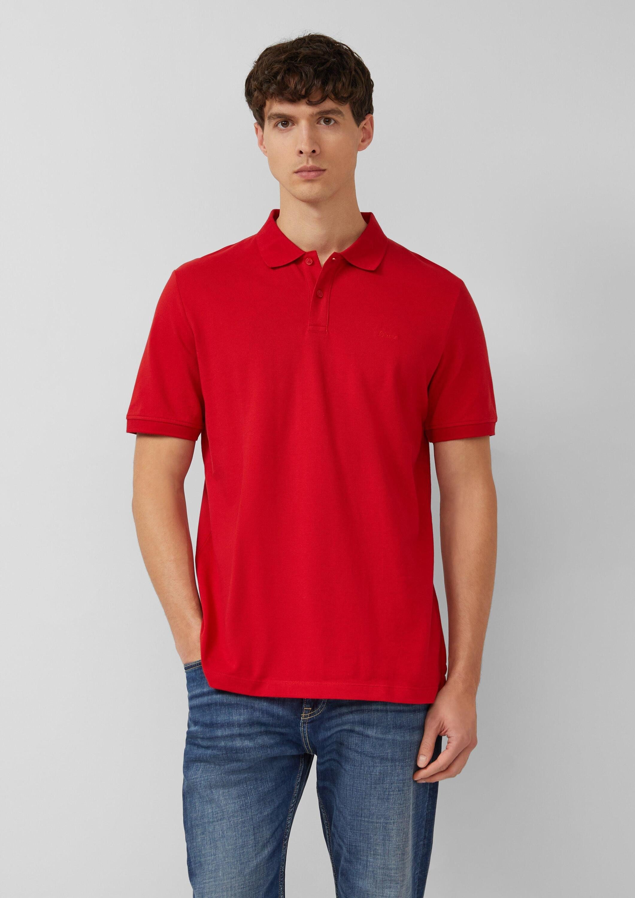 s.Oliver Kurzarmshirt Polo-Shirt Poloshirt aus Baumwoll-Piqué