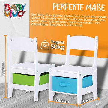 Baby Vivo Kindersitzgruppe Kindersitzgruppe multifunktionaler Tisch 2 Stühle aus Holz - Moritz