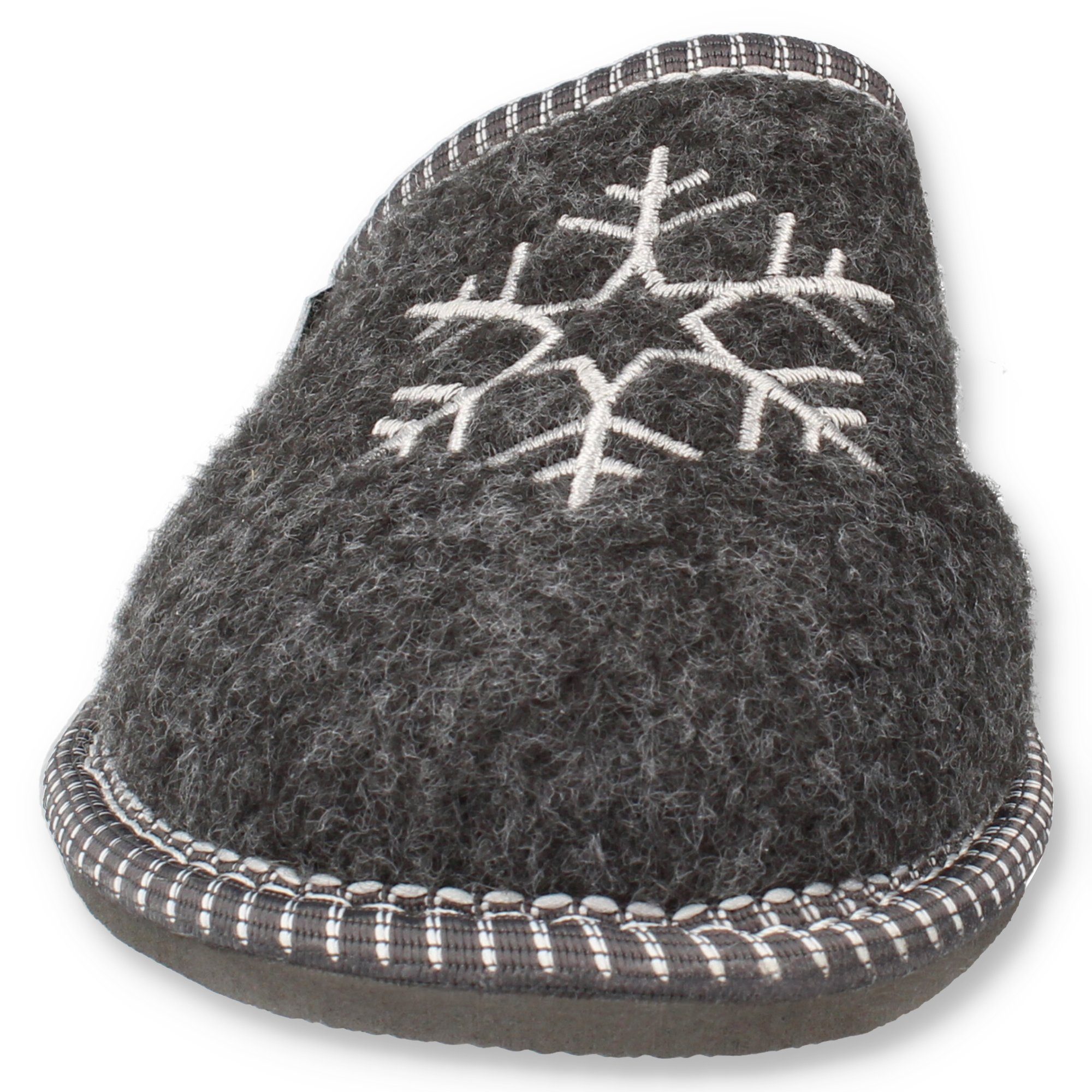 filsko Hübsche Winter-Pantoffeln mit Schneeflocken Hausschuh mit Schafwolle