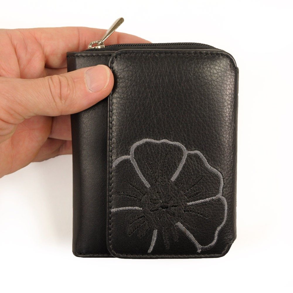 BRANCO Geldbörse Schicke Damen-Geldbörse / Portemonnaie, Leder, Schwarz, Branco 29742