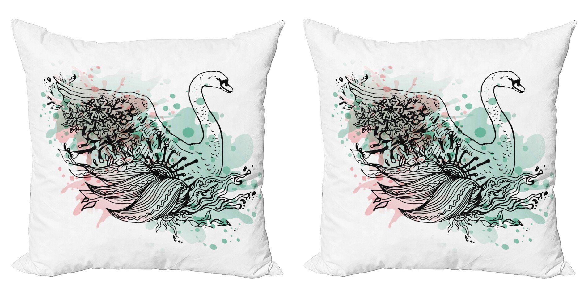 Modern Kissenbezüge Swan Tier Abakuhaus Doppelseitiger (2 Stück), Flüchtiger Watercolours Accent Digitaldruck,