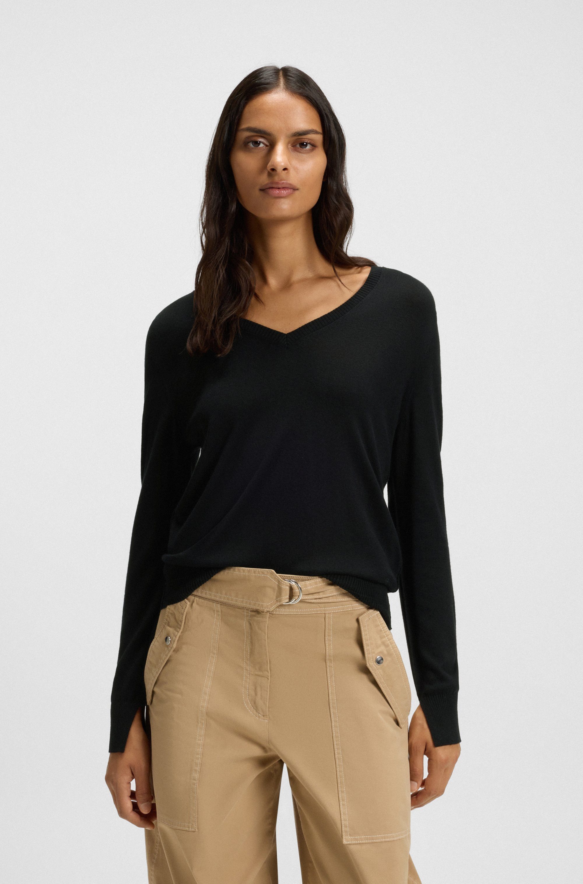 BOSS ORANGE Strickpullover Fiaffella Premium Damenmode mit Ajouré-Detail hi günstig online kaufen