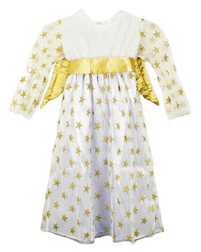 Das Kostümland Engel-Kostüm »Sternen Engel Kinderkostüm - Kleid und Engelsflügel - Weiß Gold«