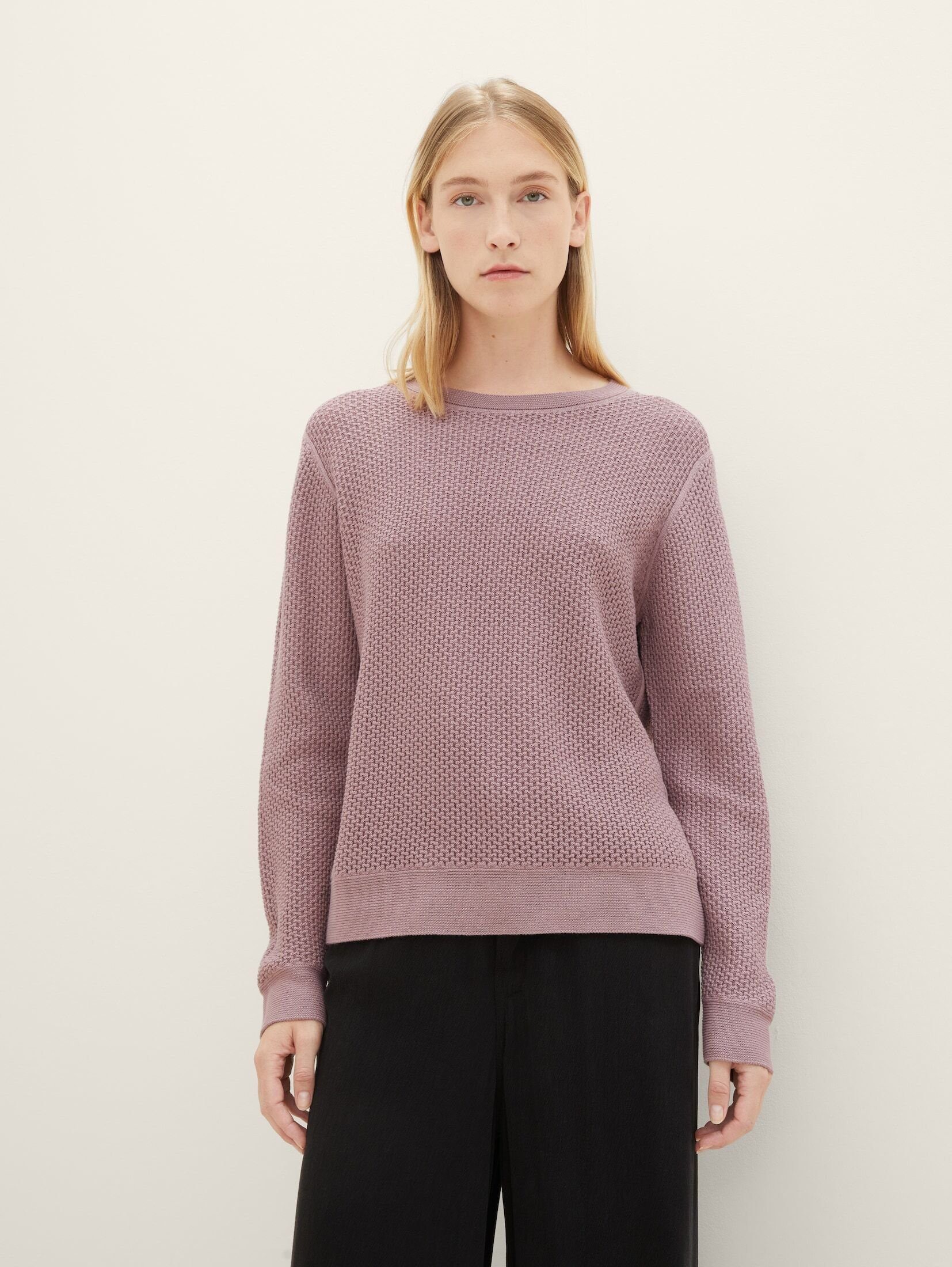 TOM TAILOR Strickpullover Strickpullover mit Struktur dusty lilac