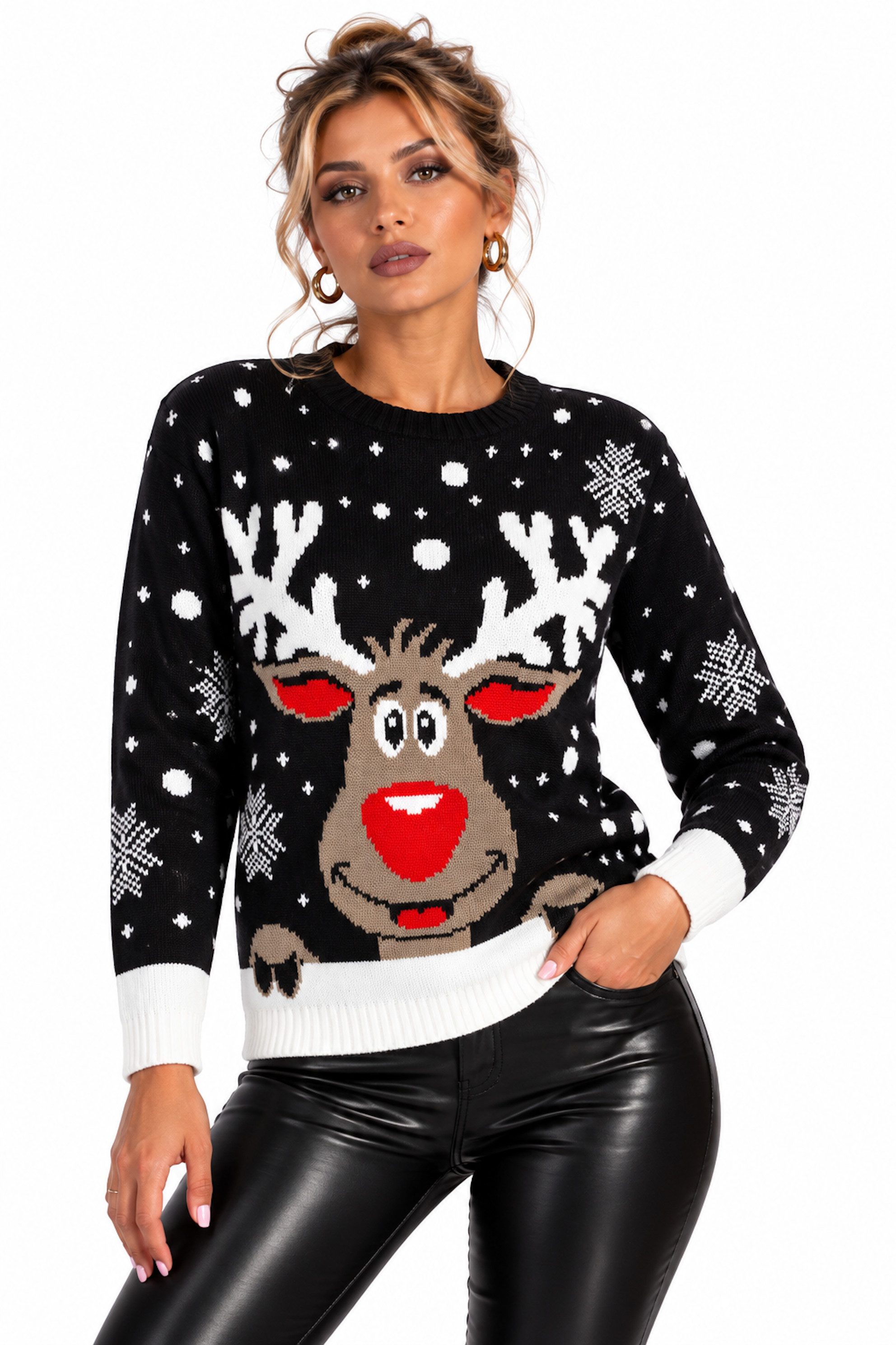 Worldclassca Weihnachtspullover Worldclassca Weihnachts Pullover Merry Christmas Sweater Xmas Rentier Neue Kollektion - Stilvolle und gemütliche Strickmode für Damen