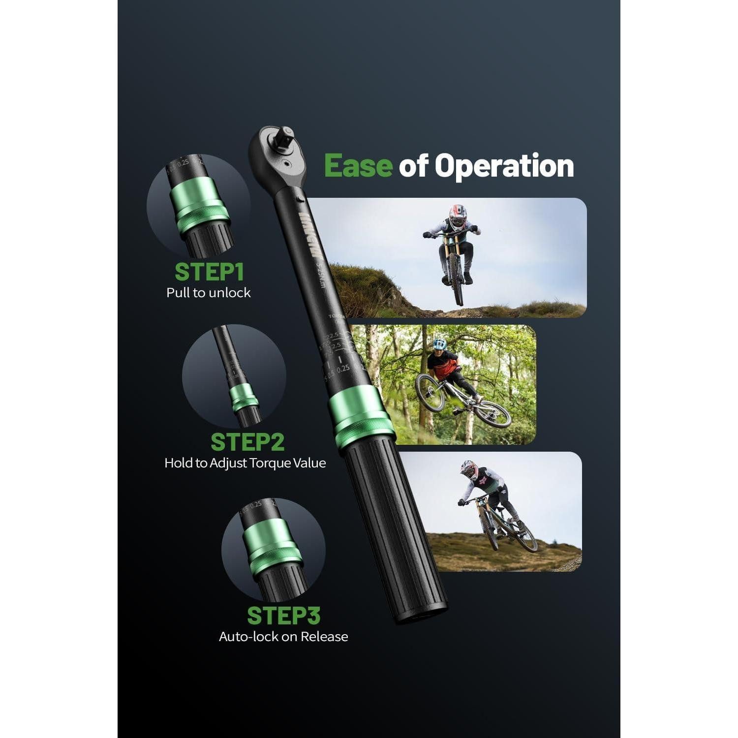 LuxusKollektion Drehmomentschlüssel Drehmomentschlüssel Fahrrad Set Viertelzoll 5 25 Nm Bits 37 TLG