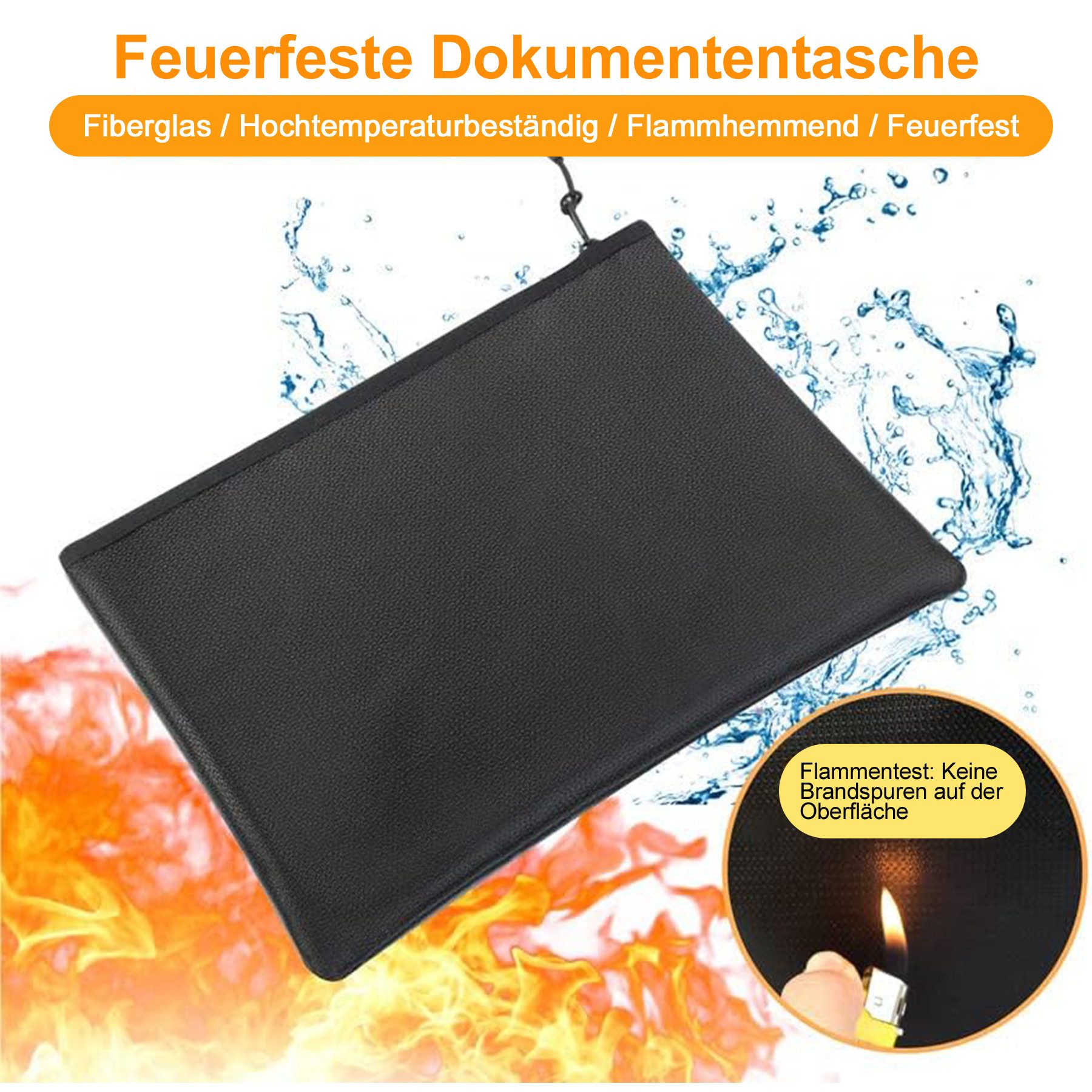 Mutig Dokumententasche 2 Stück Feuerfeste Dokumententasche(34x25cm+20x29cm,4200) (Feuerfeste Geldtasche, Tresor Feuerfest Wasserdicht Geldscheine, Aufbewahrung Aktentasche, Für Dokumente, Geld, Passport, Bankdatei, Bargeld), für Zuhause, Büro und Reisen – ideal für Familien und Geschäftsleute