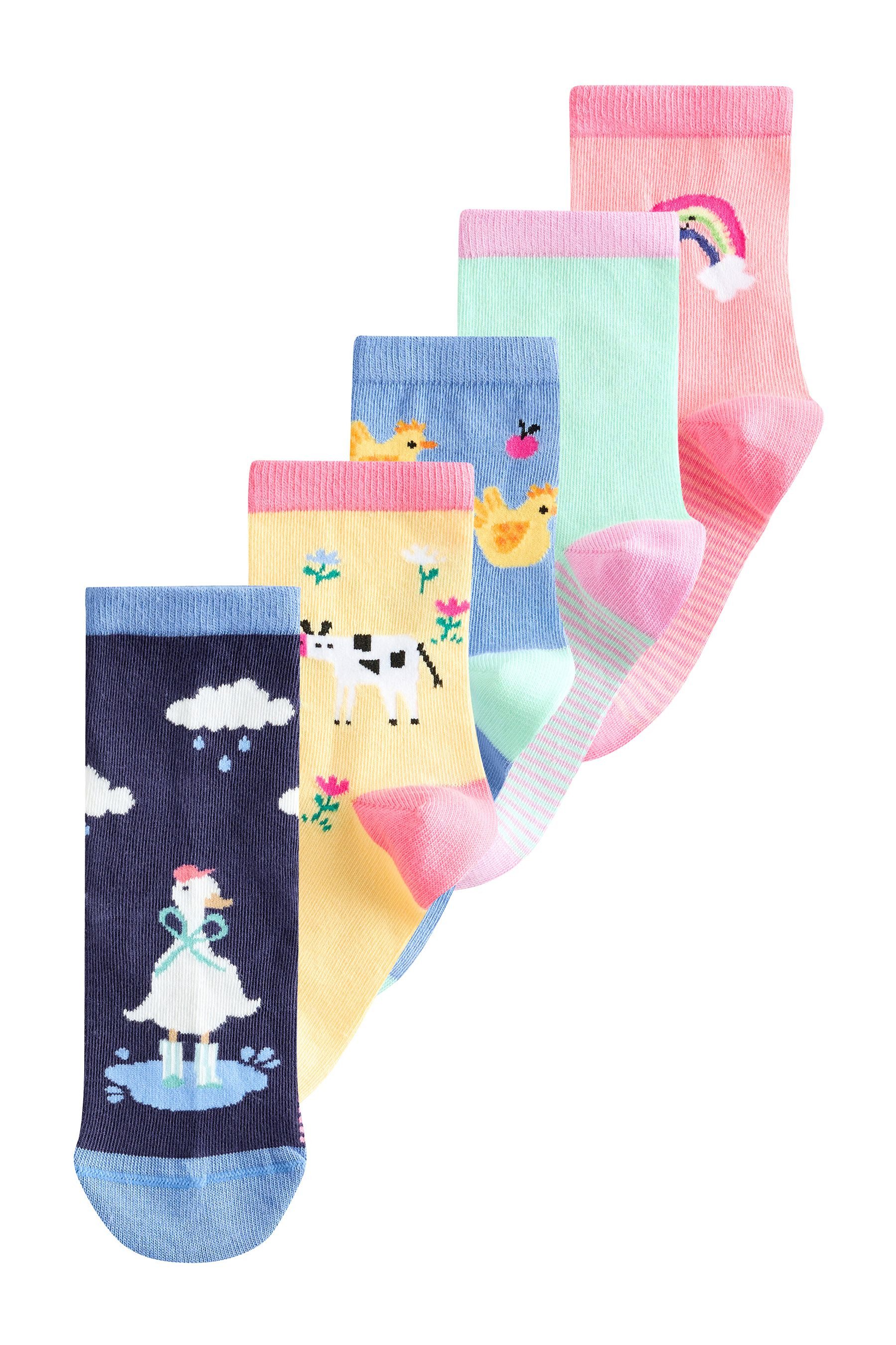 Next Kurzsocken Knöchelsocken mit Bauernhofmotiven, 5er-Pack (5-Paar)
