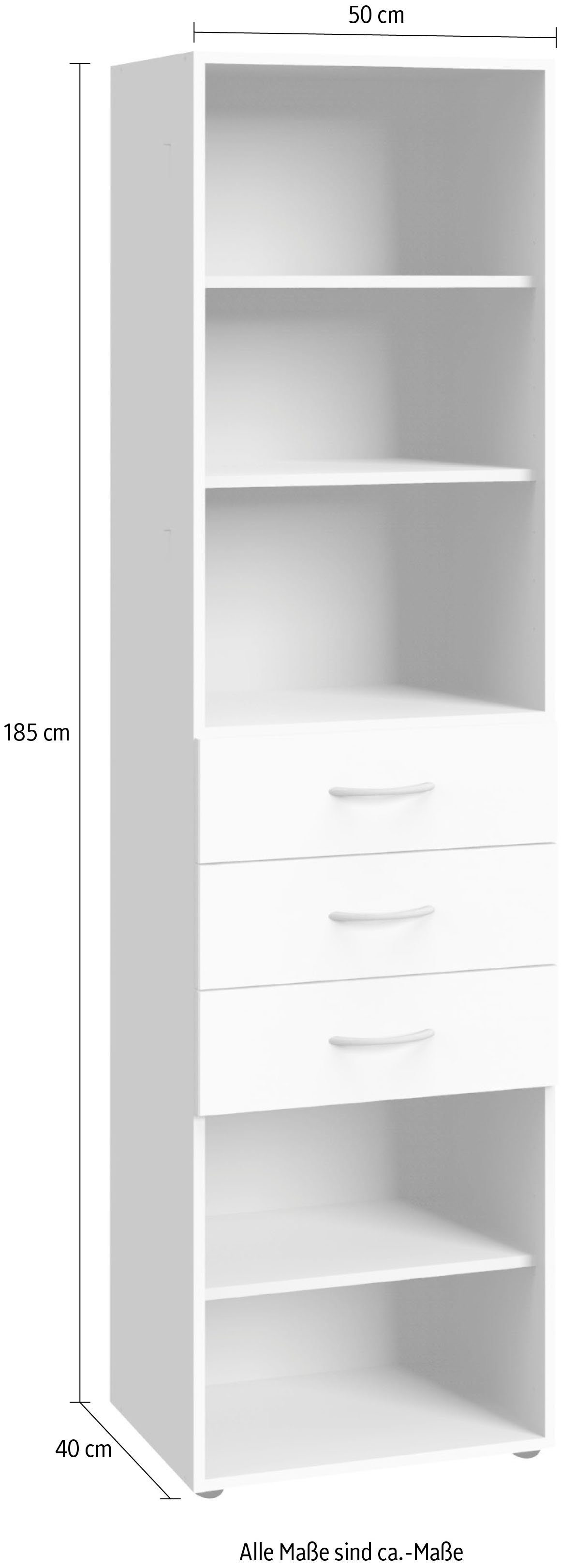 Weiß 50 cm Multiraumkonzept, Weiß Wimex | Breite Regal