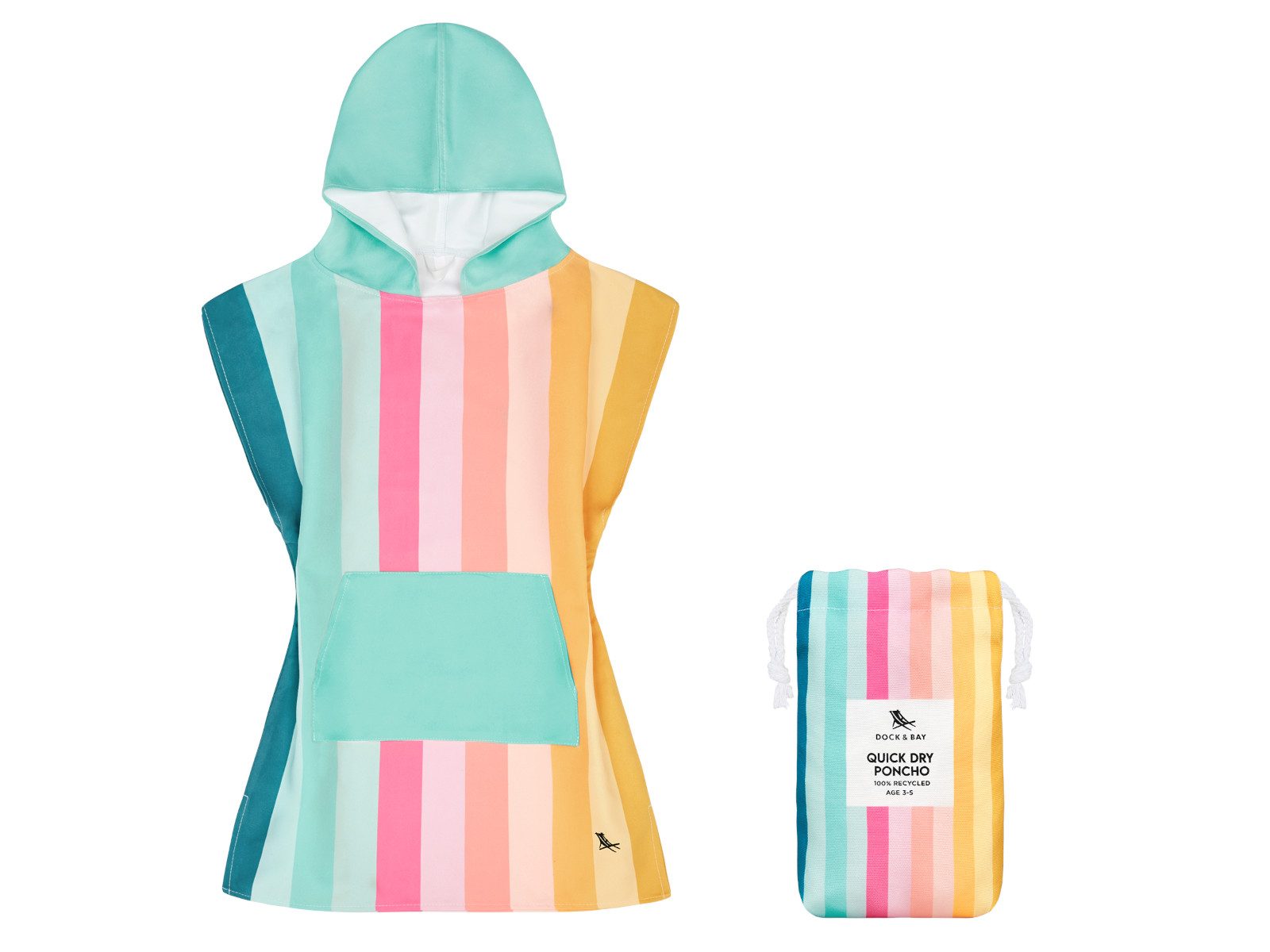 Dock & Bay LTD c/o Strandtuch Kinder-Badeponcho Coastal Candy 75x55cm, Polyester (PONCHK-SUM-MD-CSTCANDY)