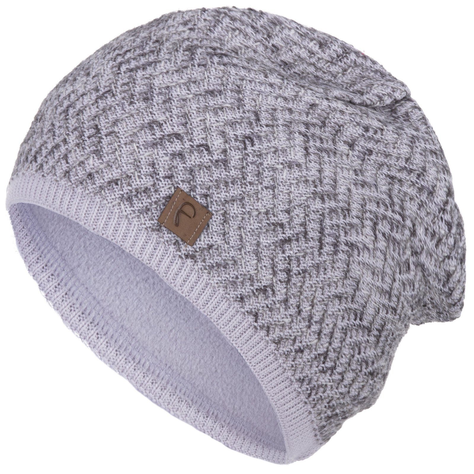 Faera Strickmütze (1-St) Damen Strickmütze meliert mehrfarbig Winter Fleecefutter Beanie Mütze