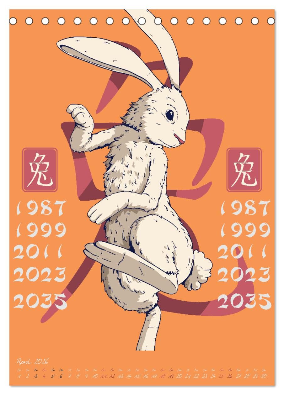 CALVENDO Wandkalender Chinesische Tierkreiszeichen (Tischkalender 2026 DIN A5 hoch), CALVEND