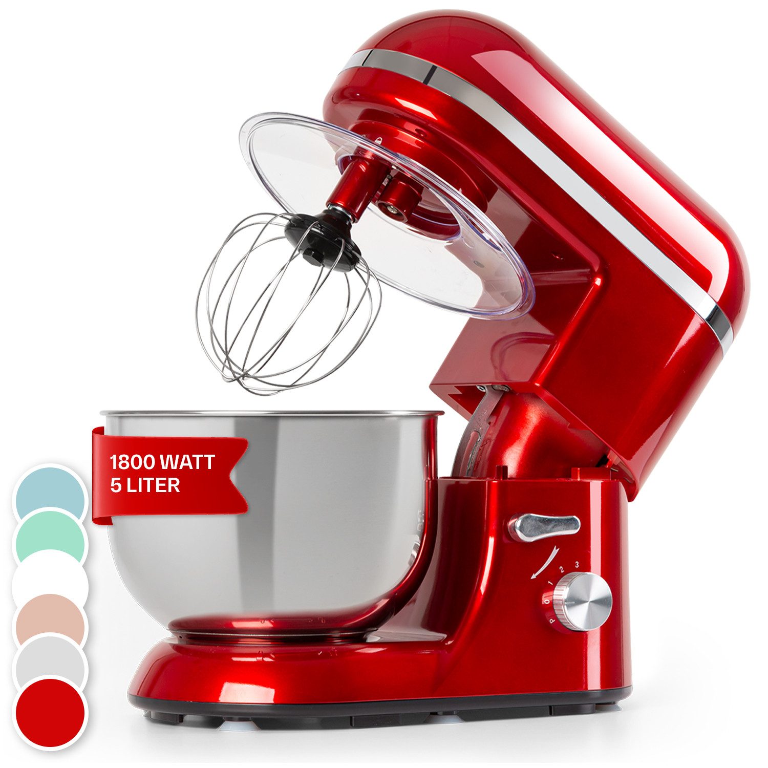Klarstein Küchenmaschine mit Kochfunktion, 1800 W, 5.2 l Schüssel, Knetmaschine Teigmaschine Teigknetmaschine Rührmaschine Standmixer
