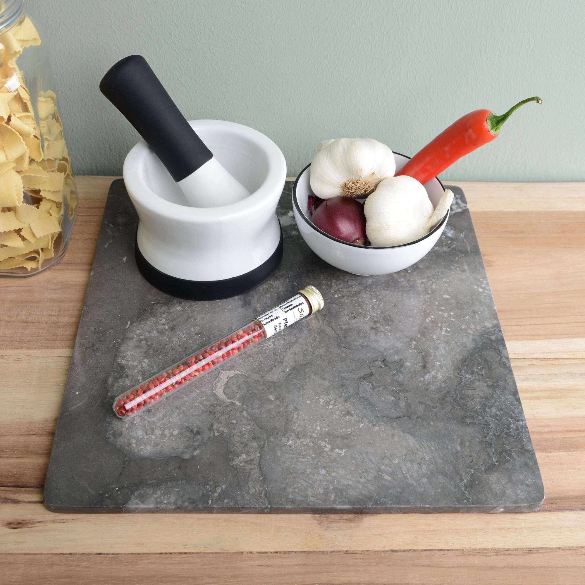 wohnfreuden Dekoschale Marmor Tablett 30 cm grau quadratisch flach, 32991