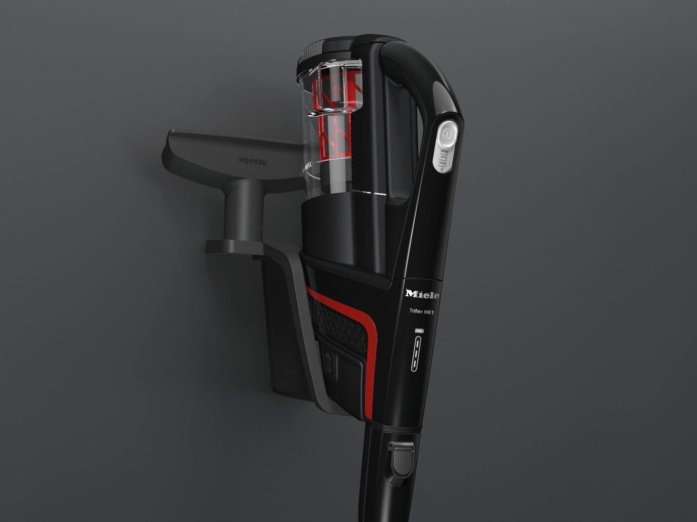 Miele Akku-Handstaubsauger Triflex HX1 FL, Obsiadianschwarz Rot, 120 W, beutellos
