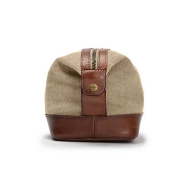 DRAKENSBERG Kulturbeutel »Ruby« Khaki-Beige, Klassische Damen und Herren Kulturtasche, Vintage-Look, handgemacht