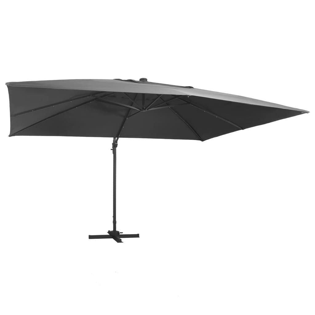 Sonnenschirm Ampelschirm mit LED-Beleuchtung Alu-Mast 400x300 cm Anthrazit