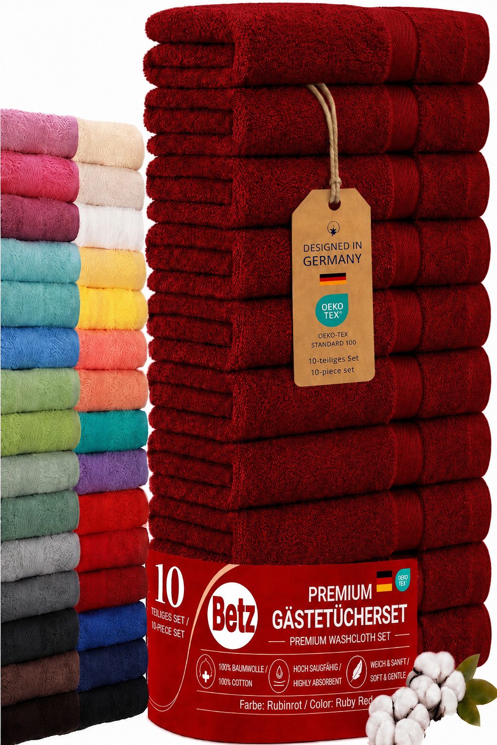 Betz Gästehandtücher 10 tlg. Gästehandtücher-Set PREMIUM 100 % Baumwolle 30x50cm, 100% Baumwolle (10-St)