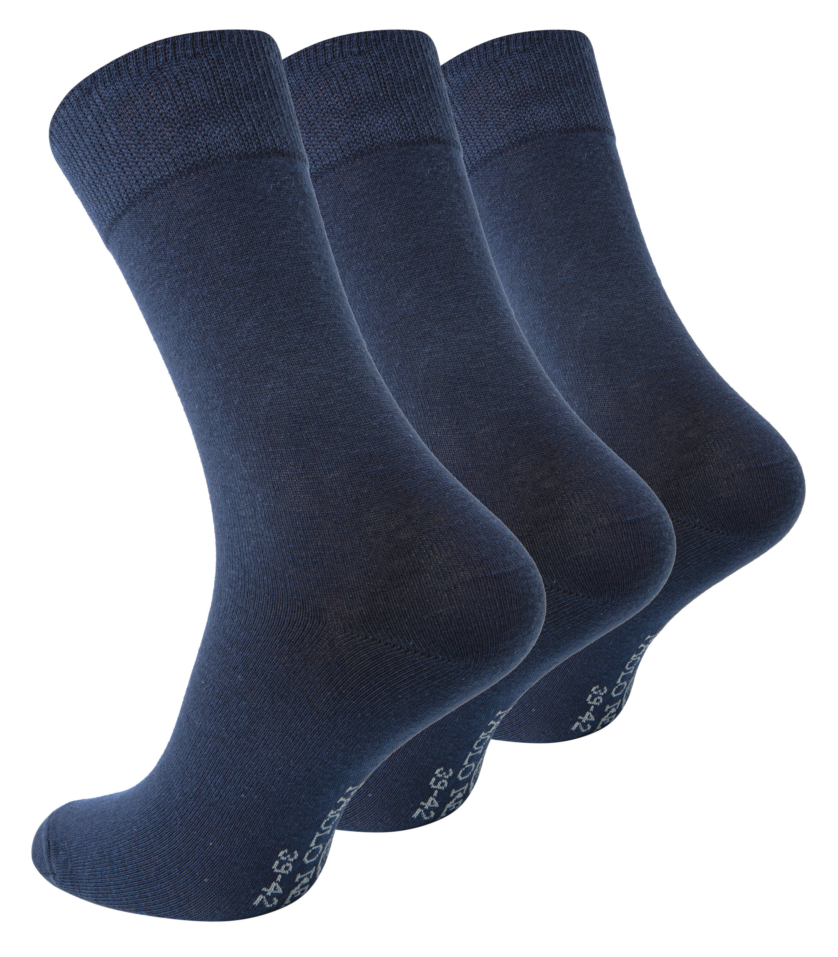 Paolo Renzo Businesssocken (3-Paar) Atmungsaktive Herren Business Socken aus hochwertiger Baumwolle Marineblau