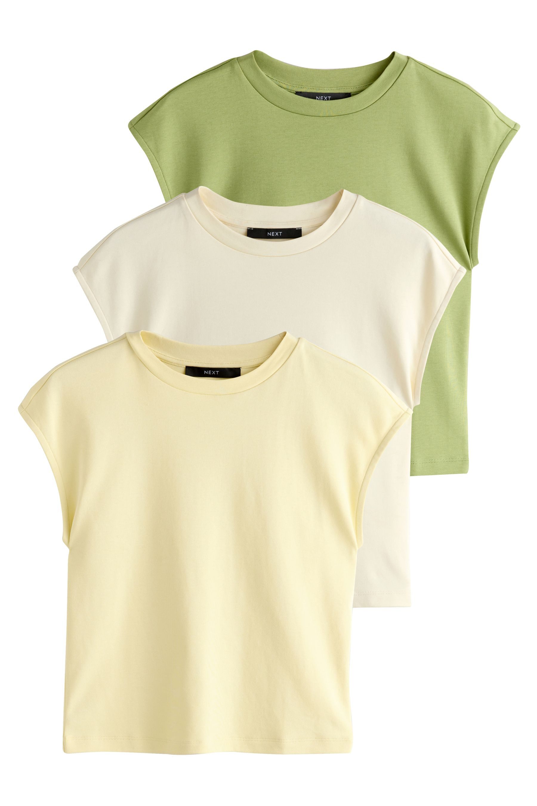 T-Shirt Körpernahes Rundhals-T-Shirt, 3er-Pack