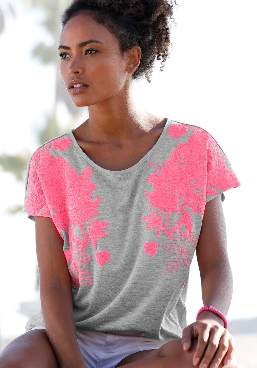 Vivance T-Shirt mit Neonprint, Kurzarmshirt, lockere Passform