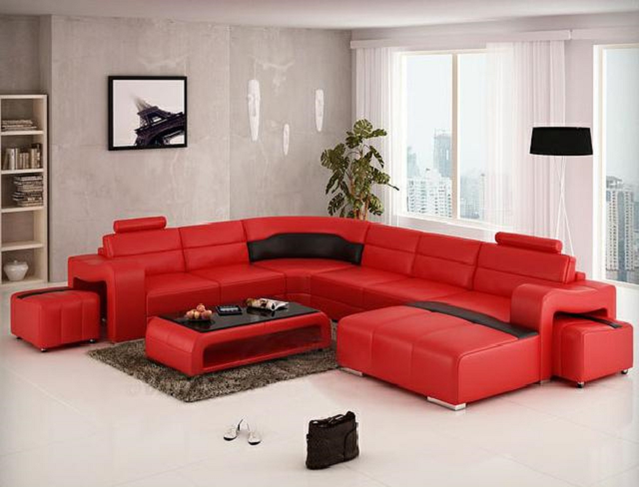 Wohnlandschaft Couch Polster Eck Garnitur Designer Ledersofa Big für Wohnzimmer