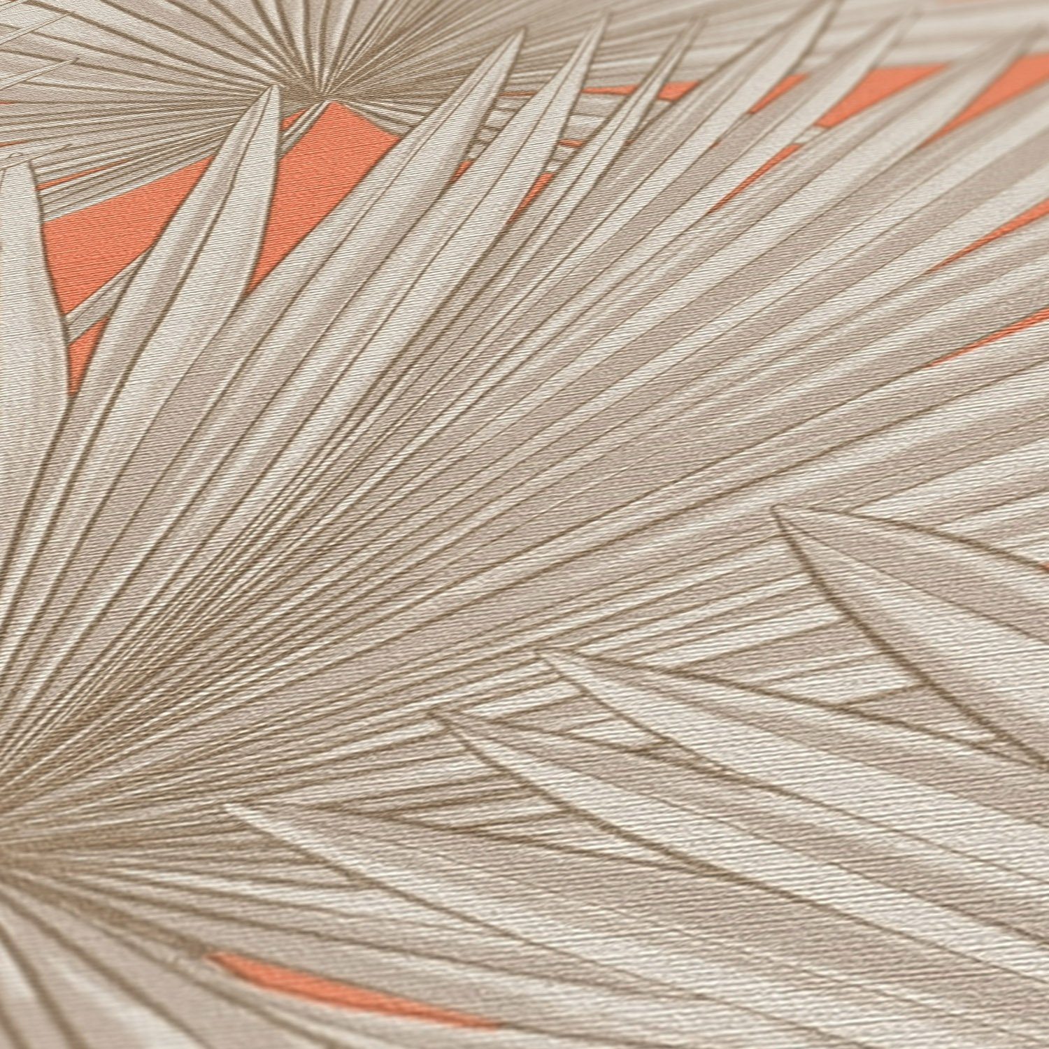 A.S. Création Vliestapete Floral (1 Antigua Palmenblätter, beige,natur,orange matt, mit geprägt, Tapete Tapete St)