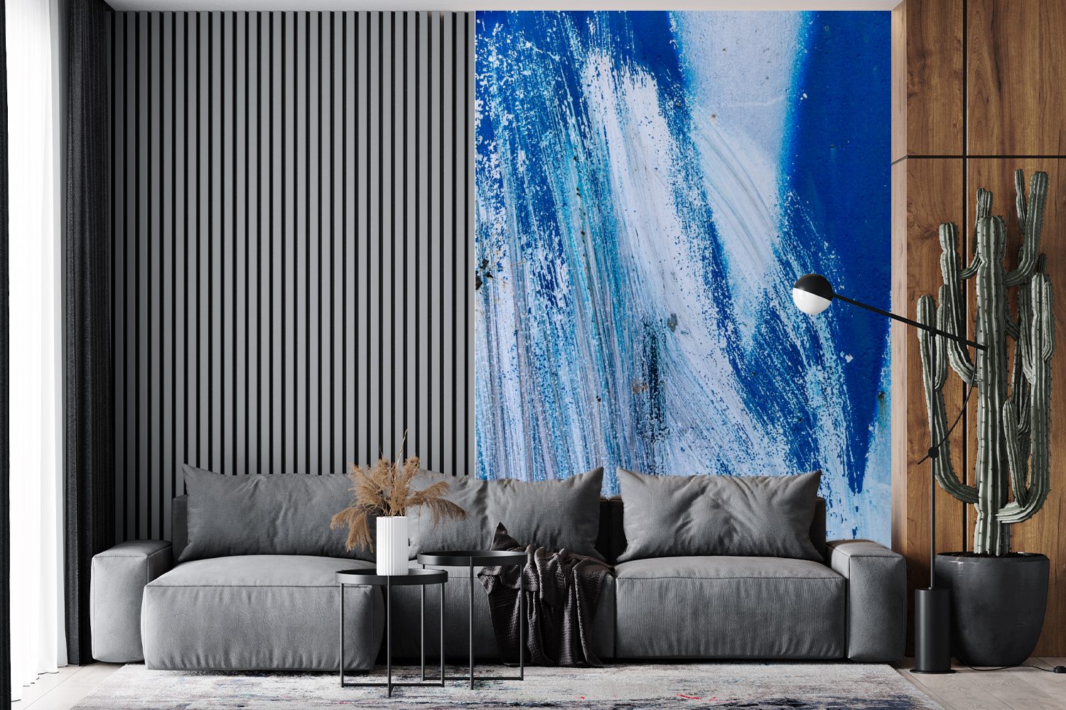 Wohnzimmer, Vinyl Matt, Gemälde Tapete Montagefertig einer MuchoWow für Eruption, bedruckt, (3 Ein St), Fototapete blauen Wandtapete
