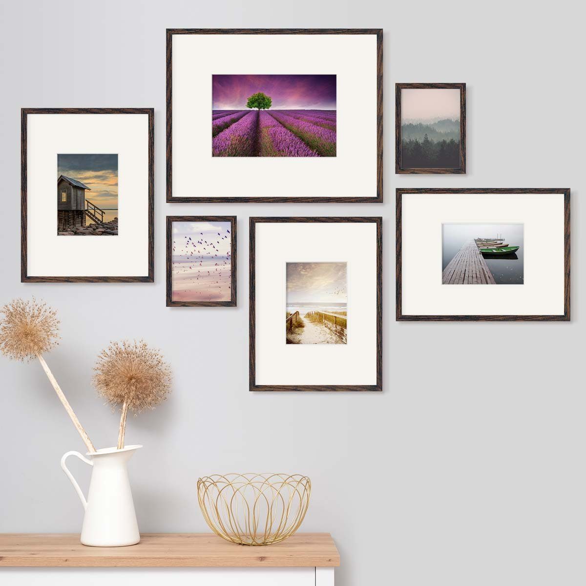 PHOTOLINI Bilderrahmen 6er Set Modern Schmal günstig online kaufen