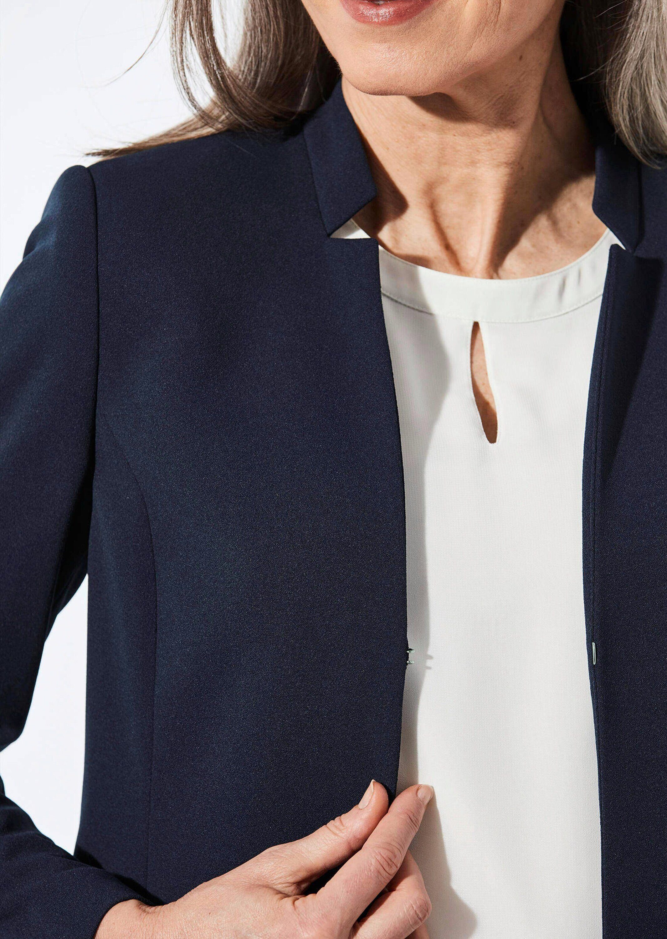 GOLDNER Jerseyblazer Eleganter Festblazer mit Stehkragen Anzugjacke mit Häkchenverschluss und Langarm