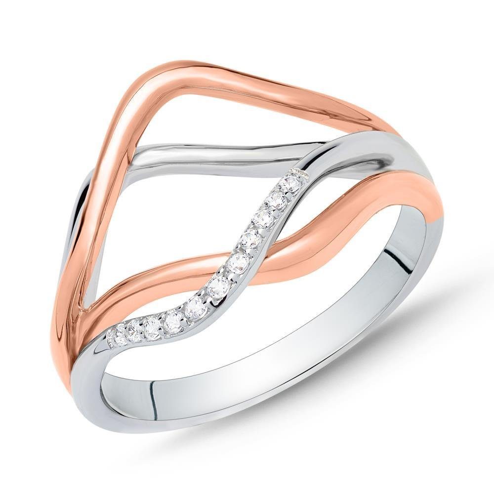 Unique Silberring Ring für Damen aus 925er Silber in Bicolor SR0391 (Größe: 58mm)