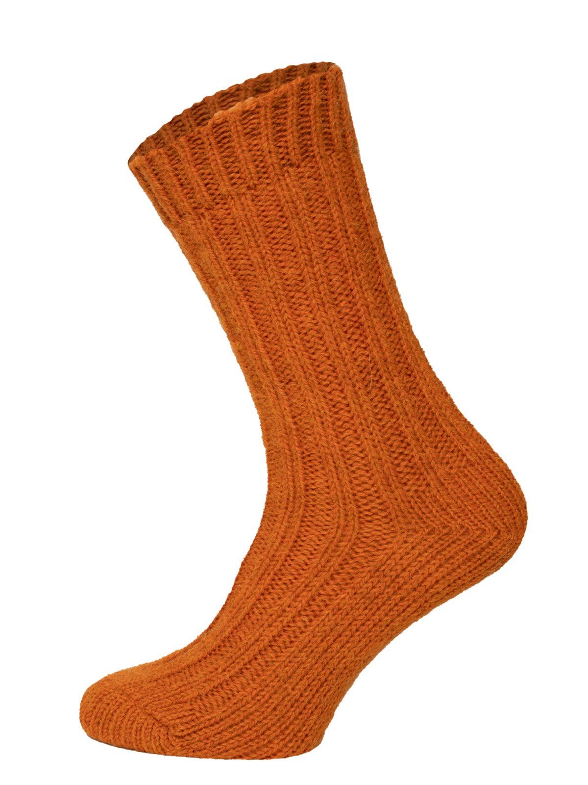 HomeOfSocks Socken Bunte Socken mit Umschlag mit Wolle und Alpakawolle Strapazierfähige und warme Socken mit 40% Wollanteil und Alpakawolle Orange