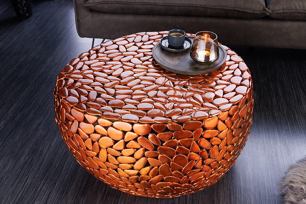 riess-ambiente Couchtisch STONE MOSAIC 75cm kupfer (Einzelartikel, 1-St), Wohnzimmer · Metall · rund · Mosaik-Design · handmade