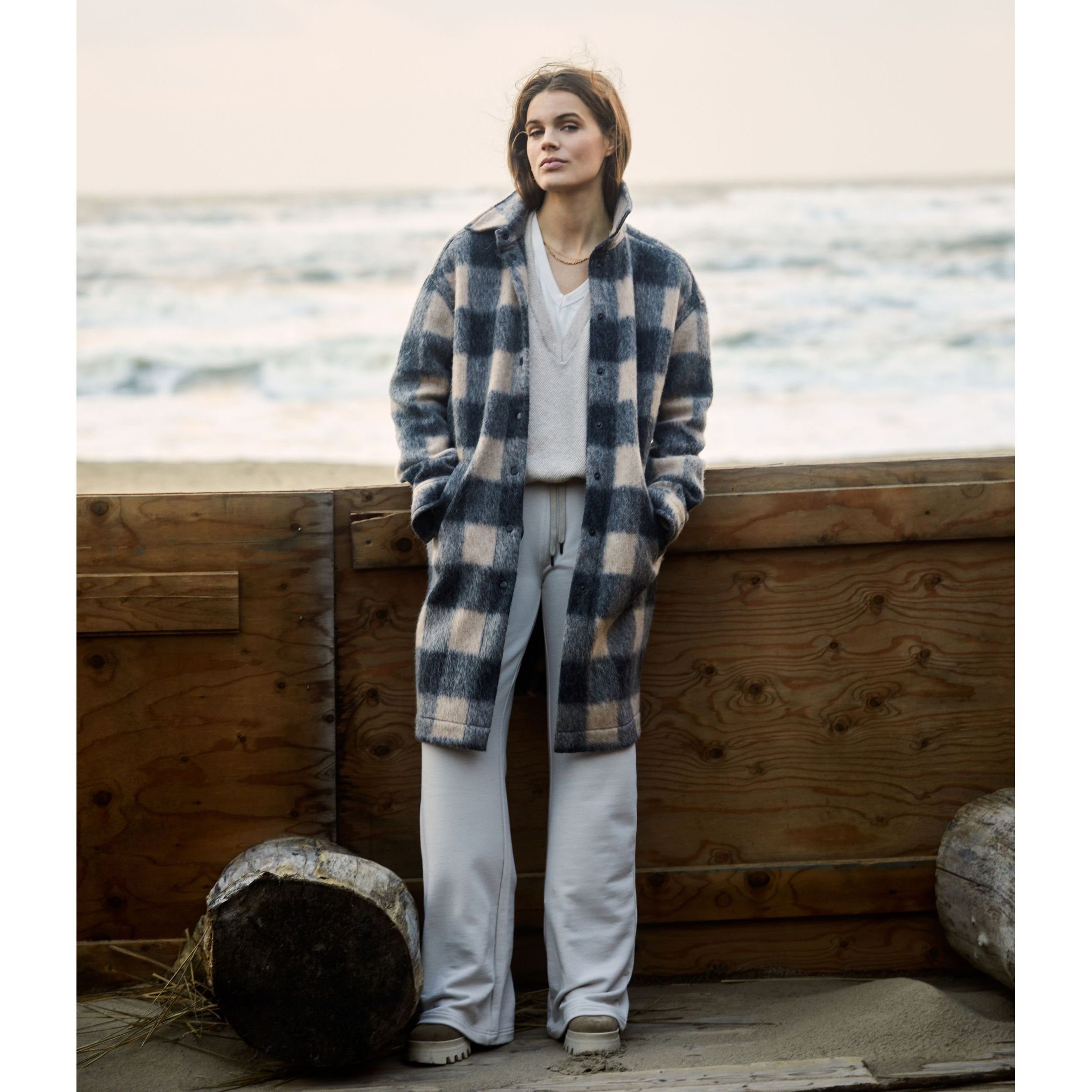 Moscow Design Wintermantel Milo Mantel in Anthrazit-Camel kariert günstig online kaufen