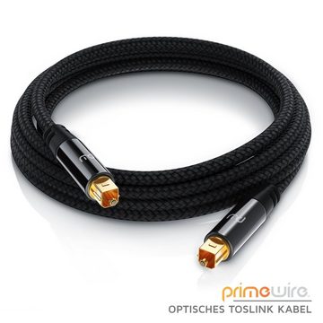 Primewire Optisches-Kabel, S/PDIF, Toslink (100 cm), Lichtwellenleiter mit Metallstecker & Nylonmantel, Audiokabel - 1m