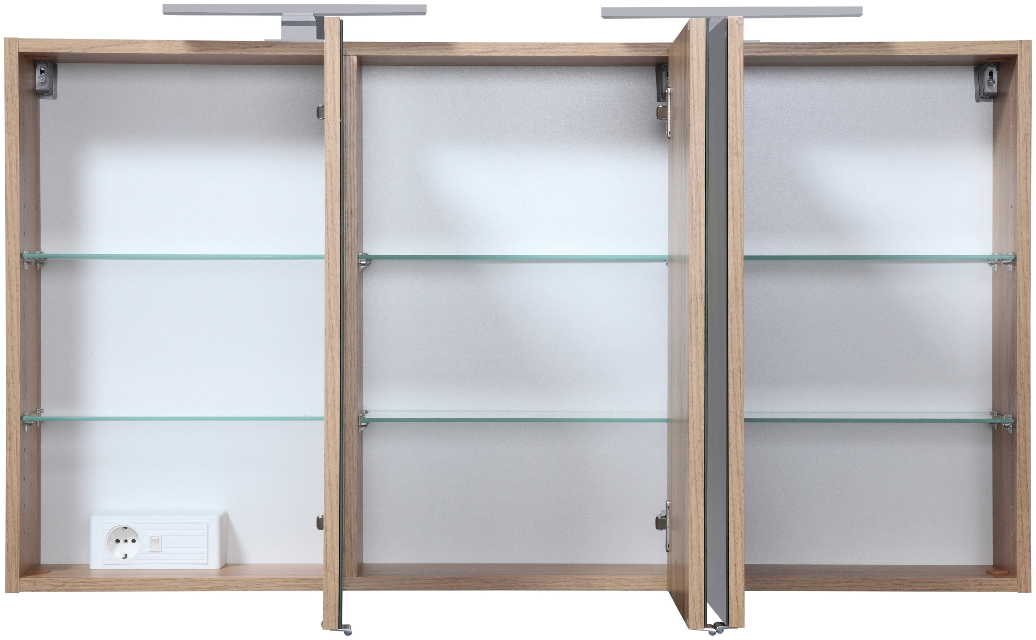 Breite Softclose-Funktion Malibu cm, MÖBEL mit HELD und 120 Spiegelschrank vintage_eiche Spiegeltüren