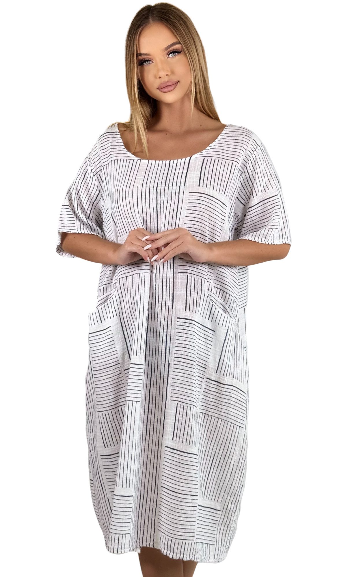 Mississhop Sommerkleid Baumwollkleid 100 % Baumwolle Casual Shirtkleid Strandkleid M.377