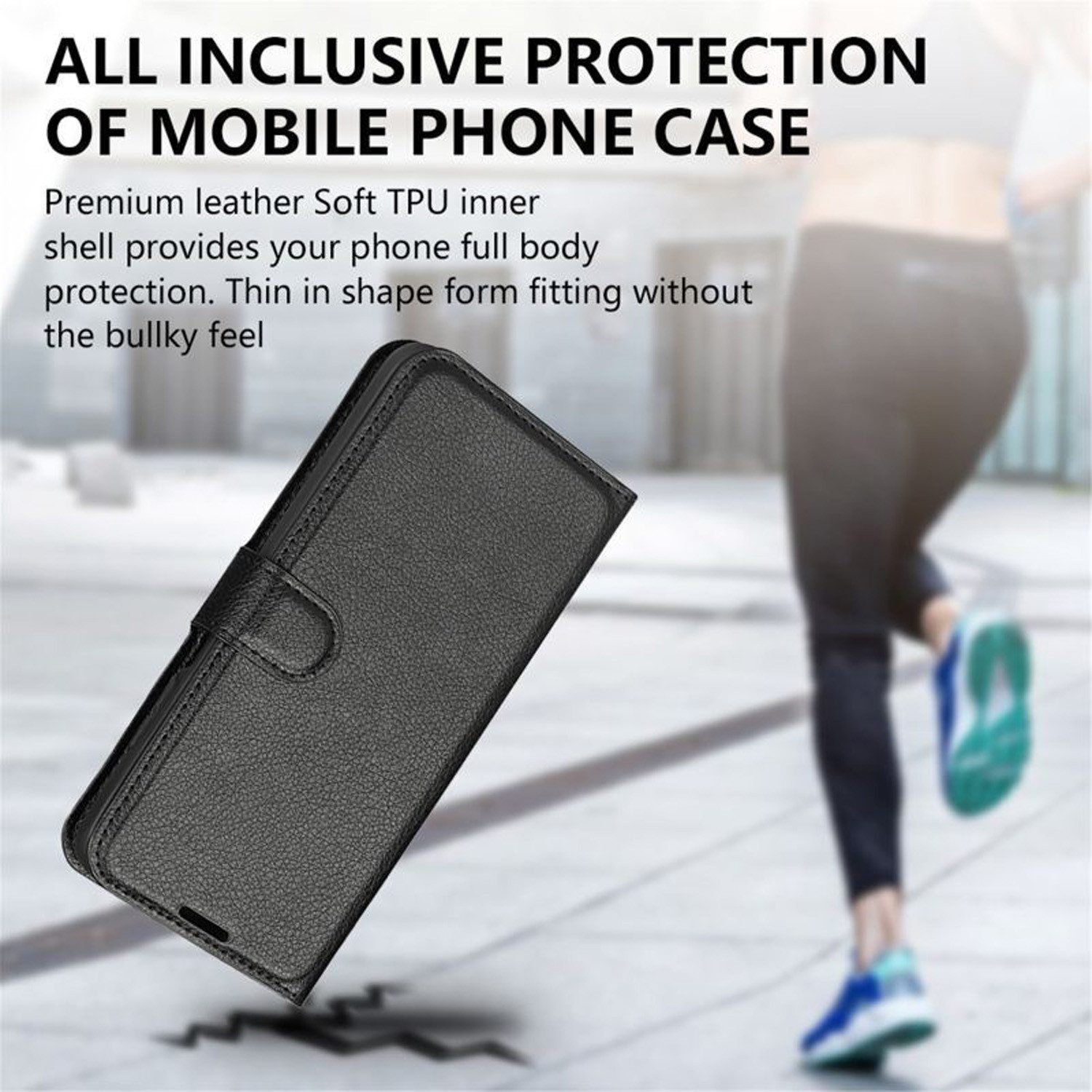 betterfon Handyhülle Handytasche für Samsung Galaxy XCover 6 Pro Klapphülle Schwarz, 3 Kartenfächer, Magnetverschluss & Standfunktion im Lederlook