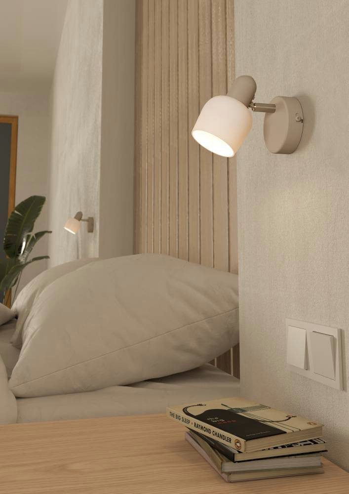 EGLO Deckenspot CORATO Wandstrahler, Stahl und Glas, E14, Schlafzimmerlampe, Lampe, ohne Leuchtmittel, Spot, L8,5 x B12,5 x H15 cm, sandfarben, nickel-matt -