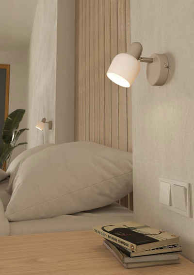 EGLO Deckenspot CORATO, ohne Leuchtmittel, Wandlampe, Wandstrahler aus Metall in Sandfarben und Glas in Weiß, E14