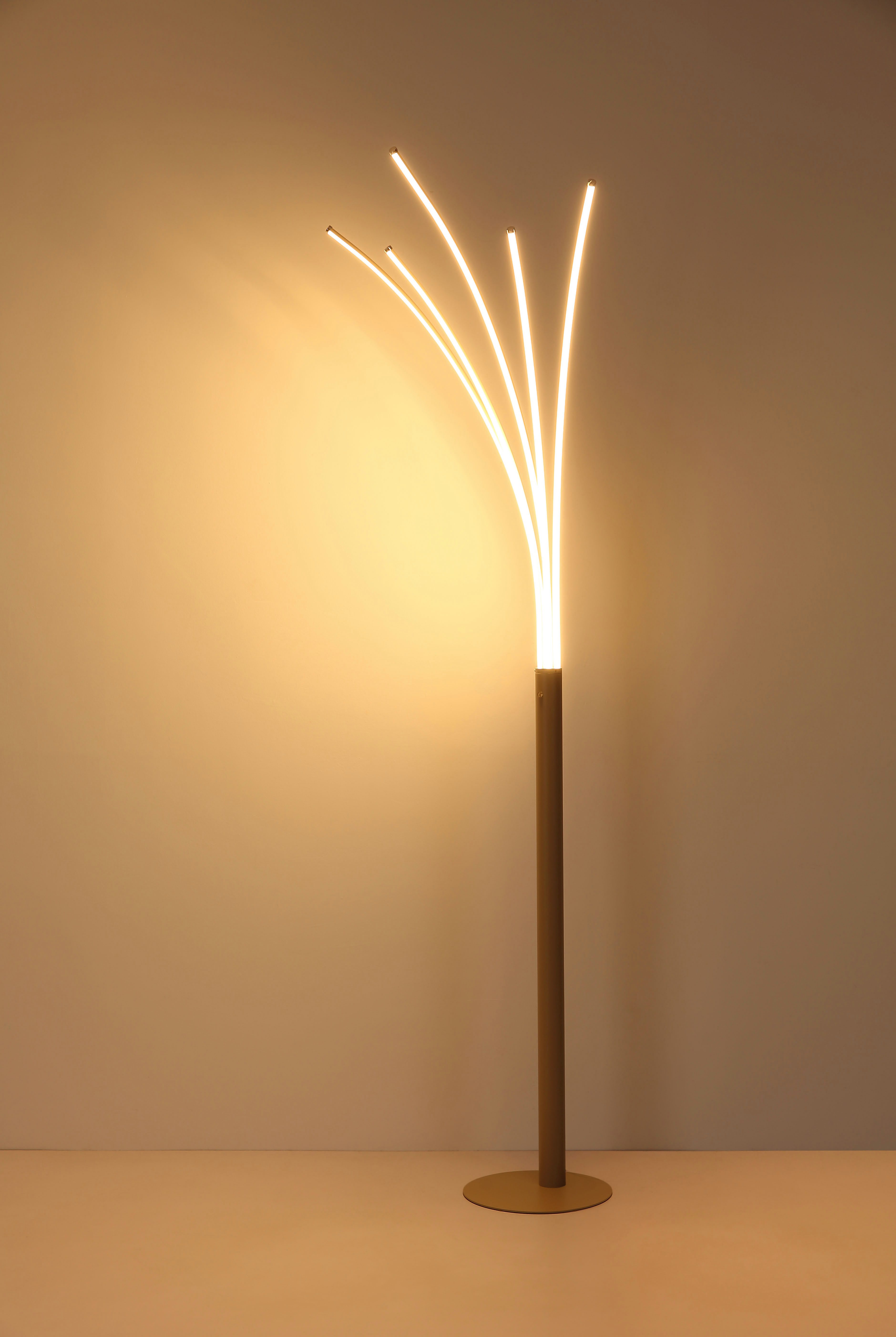 GLOBO LIGHTING Stehlampe BIZZY, LED fest integriert, LED Stehleuchte sandfarben, Touchdimmer, 3-Stufen, 3000K warm
