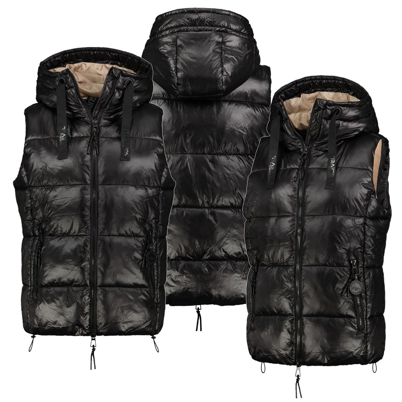 SUBLEVEL Steppweste Stepp weste Kapuze Übergangs Herbst Frühlings Windbreaker bodywarmer